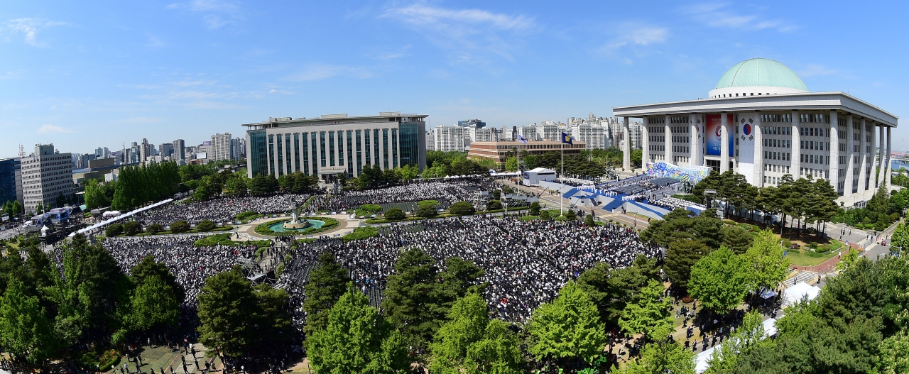 10일 국회 앞마당(서울 영등포구 소재)에서 열린 윤석열 대통령 취임식장. / 사진=뉴시스